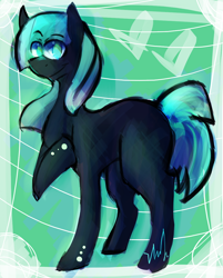 Size: 700x869 | Tagged: safe, artist:dokuyuu, imported from derpibooru, oc, oc only, earth pony, pony, commission, earth pony oc, looking offscreen, raised hoof, simple background, solo