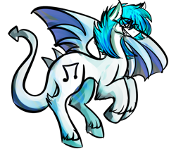 Size: 700x594 | Tagged: safe, artist:dokuyuu, imported from derpibooru, dj pon-3, vinyl scratch, dragon, glasses, grin, request, simple background, smiling, solo, spread wings, standing on two hooves, transformation, transparent background, wings