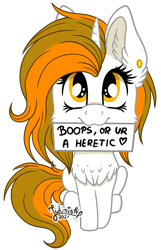 Size: 2224x3456 | Tagged: safe, artist:julunis14, imported from derpibooru, oc, oc only, oc:aurora shinespark, pony, unicorn, boop request, chest fluff, commission, ear piercing, earring, female, heart, horn, jewelry, looking at you, mare, mouth hold, no source available, piercing, sign, signature, simple background, solo, text, transparent background, unicorn oc, ych result