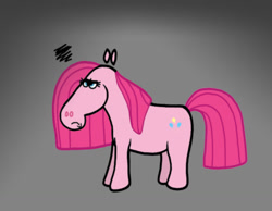 Size: 1134x878 | Tagged: safe, artist:cookie-lovey, imported from derpibooru, pinkie pie, earth pony, pony, 2011, angry, censored vulgarity, female, frown, gray background, grumpy, lidded eyes, mare, pinkamena diane pie, simple background, solo, style emulation, the fairly oddparents