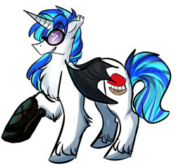 Size: 665x626 | Tagged: safe, artist:dokuyuu, imported from derpibooru, oc, oc only, pony, unicorn, clothes, costume, glasses, looking offscreen, male, multicolored hair, nightmare night costume, raised hoof, simple background, solo, stallion, transparent background