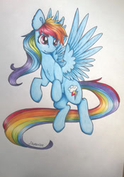 Size: 1024x1466 | Tagged: safe, artist:dexterisse, imported from derpibooru, rainbow dash, pegasus, female, mare, simple background, solo, traditional art, white background