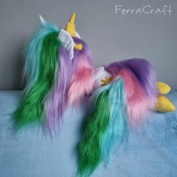 Size: 1440x1440 | Tagged: safe, artist:ferracraft, imported from derpibooru, princess celestia, alicorn, pony, crown, female, hoof shoes, irl, jewelry, lying down, mare, necklace, photo, plushie, prone, regalia, solo
