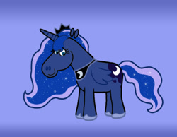 Size: 1134x878 | Tagged: safe, artist:cookie-lovey, imported from derpibooru, princess luna, alicorn, pony, 2011, female, folded wings, looking down, mare, purple background, simple background, smiling, solo, style emulation, the fairly oddparents, wings