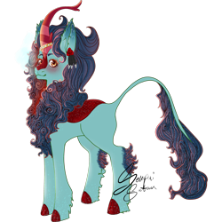 Size: 2183x2183 | Tagged: safe, artist:senpai-satan, imported from derpibooru, oc, oc only, oc:spring glow, kirin, fallout equestria, cloven hooves, cold, commission, female, ice, kirin oc, mare, signature, simple background, solo, transparent background