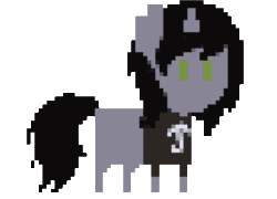 Size: 1640x1181 | Tagged: safe, artist:dyonys, imported from derpibooru, pony, animated, clothes, disguise, disguised siren, gif, horn, kellin quinn, male, pixel art, ponified, shirt, simple background, sleeping with sirens, solo, stallion, standing, t-shirt, transparent background