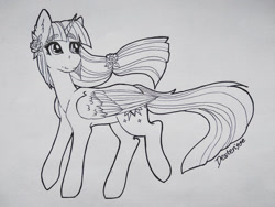 Size: 1024x768 | Tagged: safe, artist:dexterisse, imported from derpibooru, twilight sparkle, alicorn, pony, black and white, female, grayscale, mare, monochrome, sketch, solo, traditional art, twilight sparkle (alicorn)