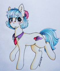 Size: 1024x1225 | Tagged: safe, artist:dexterisse, imported from derpibooru, coco pommel, pony, female, mare, simple background, solo, traditional art, white background