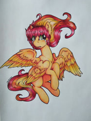 Size: 1280x1707 | Tagged: safe, artist:dexterisse, imported from derpibooru, oc, oc only, oc:midnight light, pegasus, pegasus oc, simple background, solo, traditional art, white background