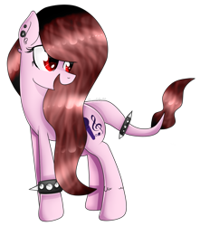 Size: 831x938 | Tagged: safe, artist:angellightyt, imported from derpibooru, oc, oc only, earth pony, pony, ear piercing, earth pony oc, female, jewelry, looking back, mare, piercing, ring, simple background, solo, spiked wristband, tail, tail ring, transparent background, wristband