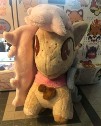 Size: 1078x1348 | Tagged: safe, artist:emberfallplush, imported from derpibooru, oc, oc only, bat pony, pony, bat wings, bow, chibi, commission, female, irl, photo, plushie, solo, standing, wings