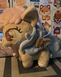 Size: 1440x1800 | Tagged: safe, artist:emberfallplush, imported from derpibooru, oc, oc only, bat pony, pony, bat wings, bow, chibi, commission, female, irl, photo, plushie, solo, standing, wings