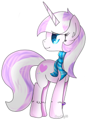 Size: 701x925 | Tagged: safe, artist:angellightyt, imported from derpibooru, oc, oc only, pony, unicorn, clothes, female, horn, looking back, mare, scarf, simple background, solo, transparent background, unicorn oc