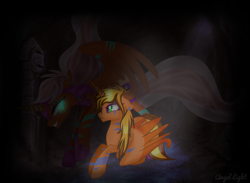 Size: 3380x2468 | Tagged: safe, artist:angellightyt, imported from derpibooru, oc, oc only, alicorn, pony, alicorn oc, base used, duo, female, glowing, glowing eyes, horn, mare, nightmarified, wings