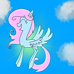 Size: 1024x1024 | Tagged: safe, artist:chandelurres, imported from derpibooru, oc, oc:diamond dusk, pegasus, pony, cloud, female, flying, mare, sky, spread wings, wings