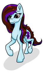 Size: 447x748 | Tagged: safe, artist:nutmeg04, imported from derpibooru, oc, oc only, oc:nutmeg, earth pony, pony, female, looking offscreen, mare, multicolored hair, simple background, smiling, solo, transparent background, trotting