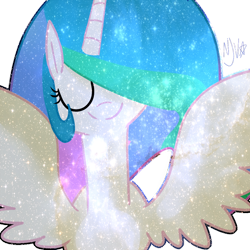 Size: 1024x1024 | Tagged: safe, artist:chandelurres, imported from derpibooru, princess celestia, alicorn, pony, eyes closed, female, mare, simple background, smiling, solo, spread wings, transparent background, wings