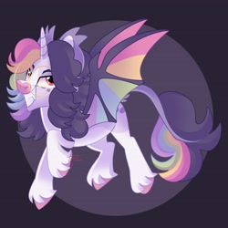 Size: 4096x4096 | Tagged: safe, artist:fizzlefer, imported from derpibooru, oc, oc only, alicorn, bat pony, bat pony alicorn, pony, bat wings, gradient background, horn, solo, wings