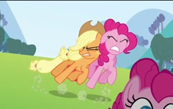 Size: 626x396 | Tagged: safe, imported from derpibooru, screencap, applejack, pinkie pie, too many pinkie pies