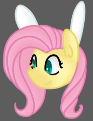 Size: 400x519 | Tagged: safe, artist:fluttershydaily, imported from derpibooru, fluttershy, bunny ears, gray background, simple background, smiling