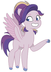 Size: 1085x1536 | Tagged: safe, alternate version, artist:westrail642fan, imported from ponybooru, oc, oc:shooting star (r&f), pegasus, female, g5, my little pony: tell your tale, parent:oc:david wyne, parent:princess cadance, parents:canon x oc, pegasus oc, simple background, solo, spread wings, style emulation, trace, transparent background, wings