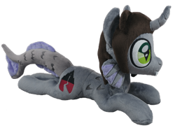 Size: 600x440 | Tagged: safe, artist:dixierarity, imported from derpibooru, half-siren, hybrid, pony, commission, curved horn, fins, fish tail, horn, irl, kellin quinn, male, photo, plushie, ponified, scales, simple background, slit pupils, solo, tail, transparent background