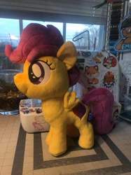 Size: 1078x1440 | Tagged: safe, artist:emberfallplush, imported from derpibooru, scootaloo, pegasus, pony, female, filly, foal, irl, photo, plushie, solo, spread wings, standing, wings