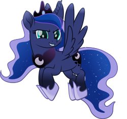 Size: 6640x6241 | Tagged: safe, artist:lincolnbrewsterfan, derpibooru exclusive, imported from derpibooru, part of a set, princess luna, alicorn, pony, derpibooru, series:apri(luna) fools!, .svg available, absurd resolution, april fools, april fools 2023, blue eyes, blue mane, blue tail, change your reality, clothes, colored pupils, crown, cyan eyes, determination, determined, determined face, determined look, determined smile, ethereal mane, ethereal tail, female, flowing mane, flowing tail, flying, grin, horn, inkscape, jewelry, long horn, long mane, long tail, looking at you, mare, meta, moon, movie accurate, part of a series, peytral, regalia, shoes, simple background, smiling, smiling at you, solo, spread wings, svg, tail, teal eyes, transparent background, vector, wings