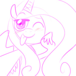 Size: 1024x1024 | Tagged: safe, artist:chandelurres, imported from derpibooru, princess cadance, alicorn, pony, female, mare, one eye closed, selfie, simple background, solo, tongue out