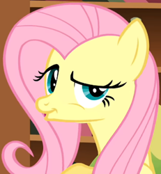 Size: 510x551 | Tagged: safe, imported from derpibooru, screencap, fluttershy, pegasus, pony, a bird in the hoof, season 1, always works, dreamworks face, faic, female, mare, smug, smugshy