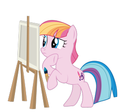 Size: 1298x1200 | Tagged: safe, artist:prixy05, imported from derpibooru, toola roola, earth pony, pony, easel, g3, g3 to g4, g4, generation leap, painting, simple background, solo, toola roola will be painting away, transparent background, vector