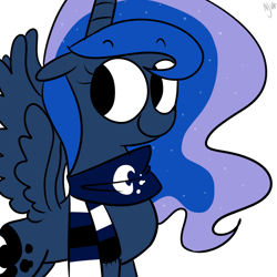 Size: 1024x1024 | Tagged: safe, artist:chandelurres, imported from derpibooru, princess luna, alicorn, pony, clothes, female, horn, mare, scarf, simple background, solo, transparent background, wings