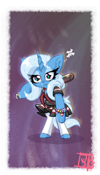 Size: 2000x3500 | Tagged: safe, artist:jubyskylines, imported from derpibooru, trixie, pony, unicorn, baseball bat, bipedal, bracelet, clothes, dress, female, implied lesbian, implied shipping, implied startrix, jewelry, lesbian pride flag, mare, pride, pride flag, skirt