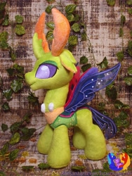 Size: 2304x3072 | Tagged: safe, artist:1stastrastudio, imported from derpibooru, thorax, changedling, changeling, antlers, commission, horn, irl, king thorax, male, photo, plushie, solo, standing, wings