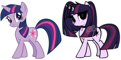 Size: 3175x1591 | Tagged: safe, artist:cutiesparke, edit, editor:cutiesparke, imported from derpibooru, twilight sparkle, pony, unicorn, alternate design, alternate hairstyle, alternate universe, choker, female, horn, horn jewelry, jewelry, pigtails, short tail, simple background, style emulation, tail, transparent background, twintails, unicorn twilight