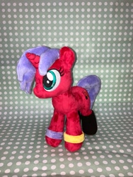 Size: 960x1280 | Tagged: safe, artist:melodisde, imported from derpibooru, oc, oc only, pony, unicorn, commission, female, happy, horn, mare, plushie, smiling, solo, wristband