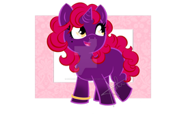 Size: 900x600 | Tagged: safe, artist:gummysharkcircus, imported from derpibooru, oc, unicorn, deviantart watermark, female, filly, foal, horn, obtrusive watermark, simple background, solo, transparent background, unicorn oc, watermark