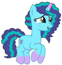 Size: 5708x5889 | Tagged: safe, artist:ejlightning007arts, imported from derpibooru, pony, unicorn, spoiler:g5, coat markings, colored horn, cute, fake cutie mark, female, freckles, g4, g5, g5 to g4, generation leap, happy, horn, mare, misty brightdawn, mistybetes, my little pony: make your mark, my little pony: tell your tale, simple background, socks (coat markings), solo, transparent background, vector