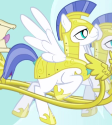 Size: 452x503 | Tagged: safe, imported from derpibooru, screencap, pegasus, pony, friendship is magic, armor, background character, background pony, cropped, duo, flying, male, pegasus royal guard, royal guard, royal guard armor, solo focus, spread wings, stallion, wings