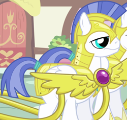 Size: 1070x1005 | Tagged: safe, imported from derpibooru, screencap, pegasus, pony, friendship is magic, armor, background character, background pony, cropped, duo, folded wings, male, pegasus royal guard, royal guard, royal guard armor, solo focus, stallion, wings