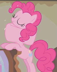 Size: 553x696 | Tagged: safe, imported from derpibooru, screencap, pinkie pie, earth pony, pony, season 1, swarm of the century, cropped, female, great moments in animation, mare, swallowing, throat bulge, wat
