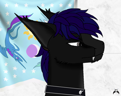 Size: 932x743 | Tagged: safe, artist:sane_marbles, derpibooru exclusive, imported from derpibooru, oc, oc:sane marbles, bat pony, pony, bat pony oc, bust, clothes, facial scar, fangs, male, military uniform, nightmare night symbol, royal guard, scar, solo, stallion, uniform