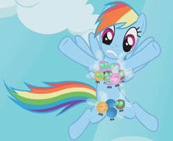 Size: 492x401 | Tagged: safe, imported from derpibooru, screencap, rainbow dash, parasprite, pegasus, pony, season 1, swarm of the century, bikini, clothes, cropped, female, innuendo, mare, out of context, parasprite bikini, solo, swimsuit, underwear