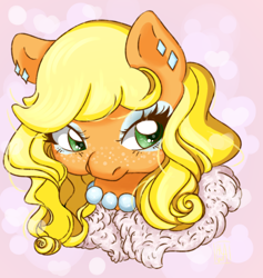 Size: 1800x1900 | Tagged: safe, artist:aalwa, imported from derpibooru, applejack, earth pony, pony, alternate hairstyle, ear piercing, earring, freckles, jewelry, makeup, piercing, solo