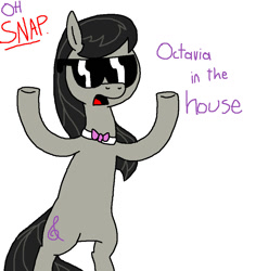 Size: 867x917 | Tagged: safe, artist:chandelurres, imported from derpibooru, octavia melody, earth pony, pony, bipedal, dialogue, female, mare, simple background, solo