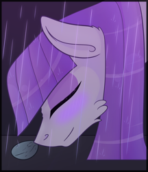 Size: 1770x2050 | Tagged: safe, artist:scarletextreme, imported from derpibooru, maud pie, earth pony, pony, blushing, boulder (g4), bust, eyes closed, female, mare, portrait, rain, rock, smiling, snoot