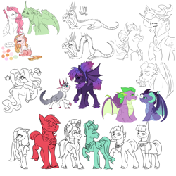 Size: 1280x1280 | Tagged: safe, artist:primrosepaper, imported from derpibooru, big macintosh, limestone pie, marble pie, maud pie, princess celestia, princess skystar, spike, thorax, zephyr breeze, oc, oc:athena, oc:hercules, oc:jackie, oc:jeckyll, oc:lovedove, oc:stormie berrytwist, unnamed oc, changedling, changeling, changepony, draconequus, dragon, earth pony, fish, hybrid, pegasus, pony, unicorn, my little pony: the movie, adult, adult spike, changedling queen, conjoined, conjoined twins, draconequus oc, dragoness, element of generosity, element of honesty, element of kindness, element of laughter, element of loyalty, element of magic, elements of harmony, father and child, father and daughter, female, helmet, interspecies offspring, king thorax, magical gay spawn, magical lesbian spawn, male, mare, mesosoma, multiple heads, oc x oc, offspring, offspring shipping, offspring's offspring, older, older spike, parent:discord, parent:doctor whooves, parent:oc:hercules, parent:oc:lovedove, parent:princess cadance, parent:princess celestia, parent:princess ember, parent:princess luna, parent:shining armor, parent:spike, parent:storm king, parent:tempest shadow, parent:thorax, parents:emberspike, parents:oc x oc, parents:shiningcadance, parents:stormpest, parents:tempestluna, parents:thoralestia, parents:whoovescord, pet oc, prince solaris, queen mesosoma, rule 63, scruff, shipping, simple background, stallion, straight, two heads, white background, winged spike, wings, zb