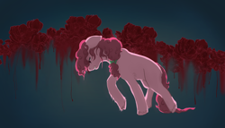 Size: 980x562 | Tagged: safe, artist:falling-stars-1, imported from derpibooru, pinkie pie, earth pony, pony, blood, depressed, female, flower, mare, rose, solo