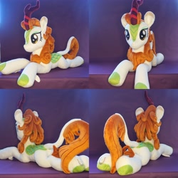 Size: 5120x5120 | Tagged: safe, artist:egalgay, imported from derpibooru, autumn blaze, kirin, cloven hooves, female, irl, lying down, photo, plushie, prone, solo, sploot