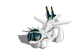 Size: 1953x1490 | Tagged: artist needed, safe, imported from derpibooru, oc, oc only, unnamed oc, original species, plane pony, behaving like a cat, colt, concave belly, cute, determined look, f-14 tomcat, face down ass up, foal, jet, jet fighter, jet plane, looking at something, male, ocbetes, plane, shadow, simple background, solo, white background, yellow eyes